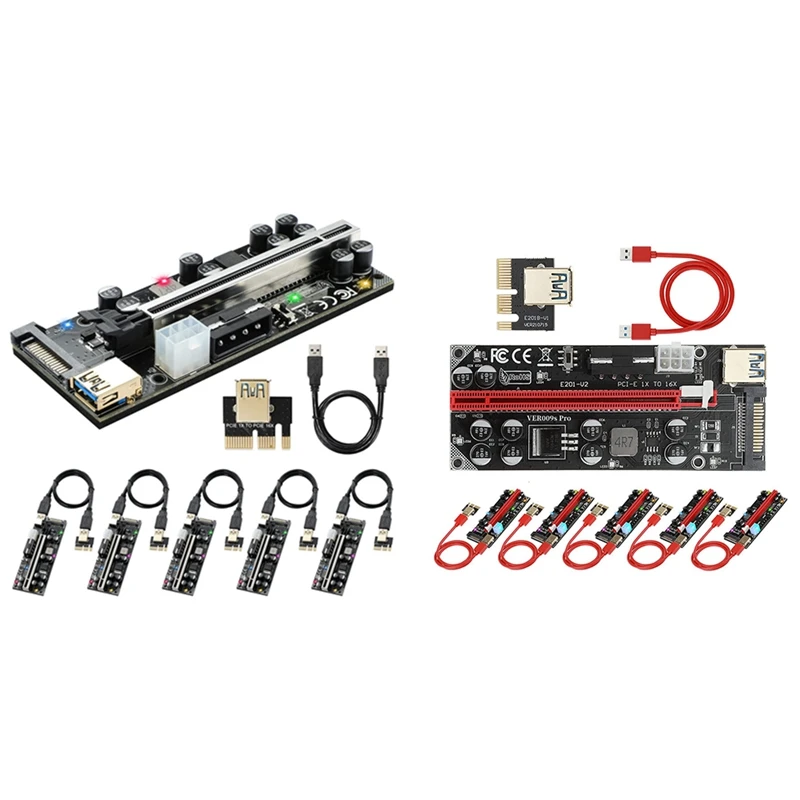 

Карта расширения VER009S PRO USB 3,0 PCI-E Riser Express 16X, 6 шт.