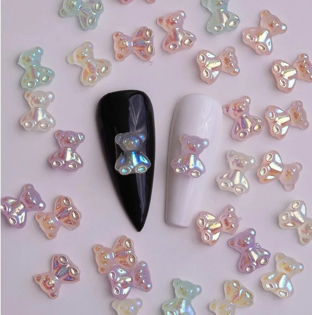 

100pcs Gummy Bear Nail Charms Bear Nail Charms 12 Cute Juicy Colors 100pcs Each Bag 7mm 9mm Flat-back GUMMY BEAR CHARMS