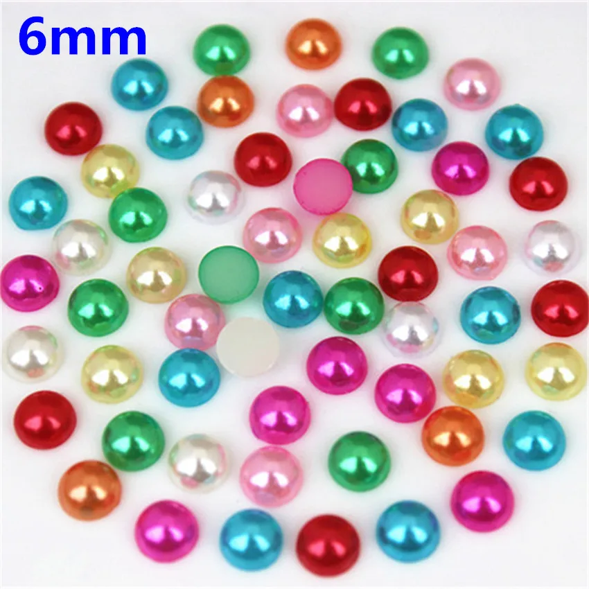 Разные цвета плоская задняя сторона полукруглая искусственная жемчужина