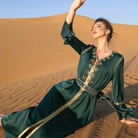 2022 dubai luxury women ceremony evening prom dress abaya satin with belt female moroccan caftan ramadan muslim robe long skirt