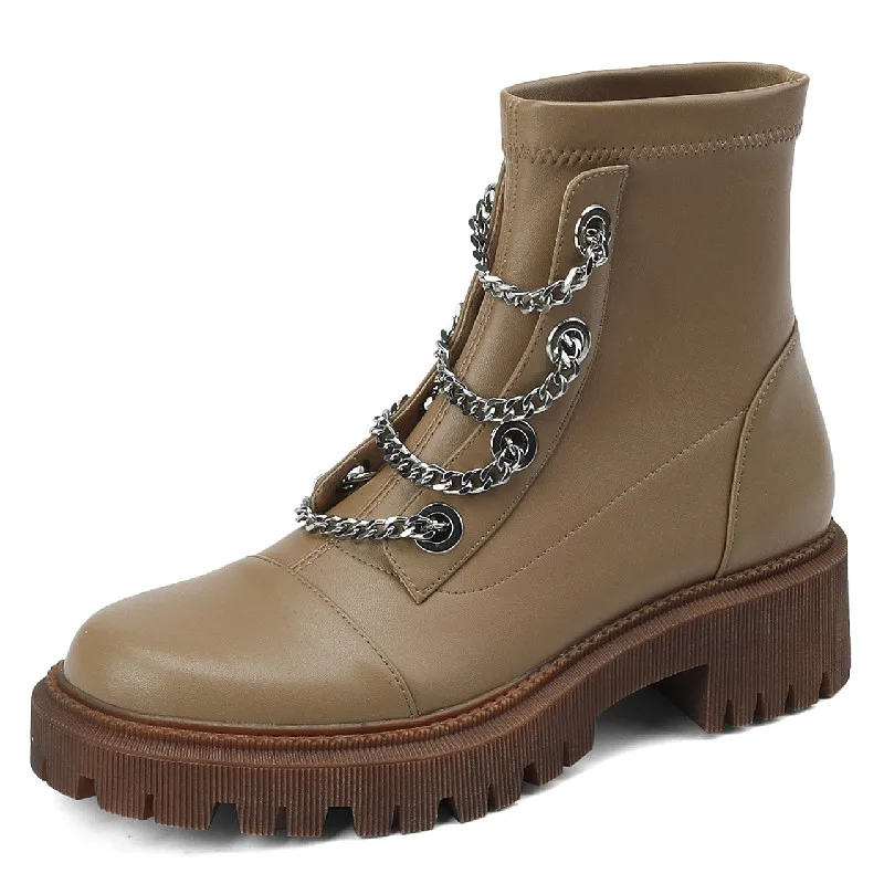 

Dilalula 2023 Новое поступление, женские ботильоны, Женская Популярная осенне-зимняя обувь из натуральной кожи на толстом каблуке