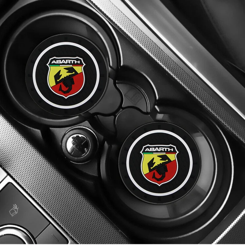 

2pc Car Cup Holder Coaster Non slip Pad Mat Interior Decoration For Fiat abarth 500 500L 124 Spider Coupe Panda Doblo
