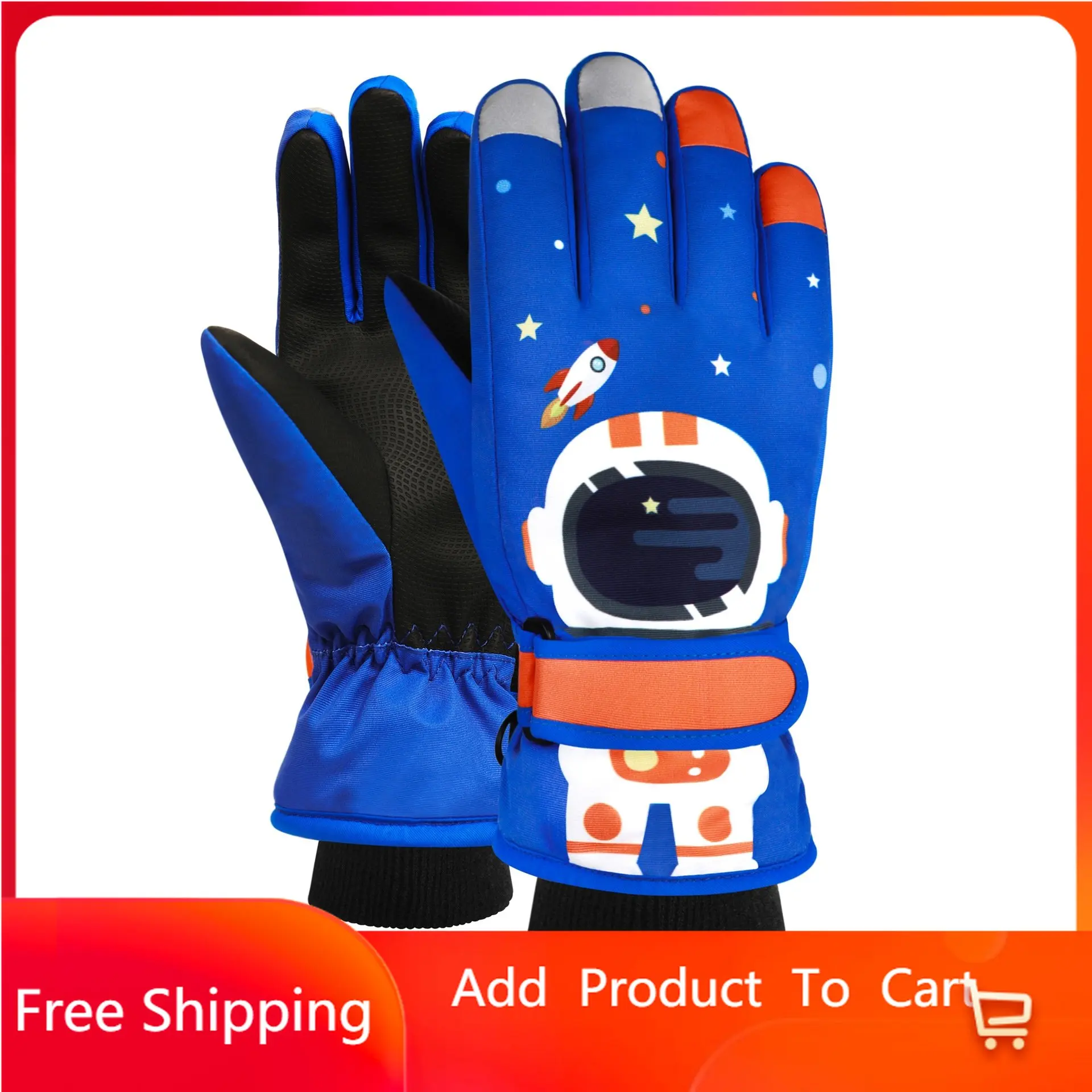 

Children Cartoon Space Astronaut Winter Warm Ski Gloves kids Snowmobile Skiing Snowboard Gloves Waterproof Gloves for boys