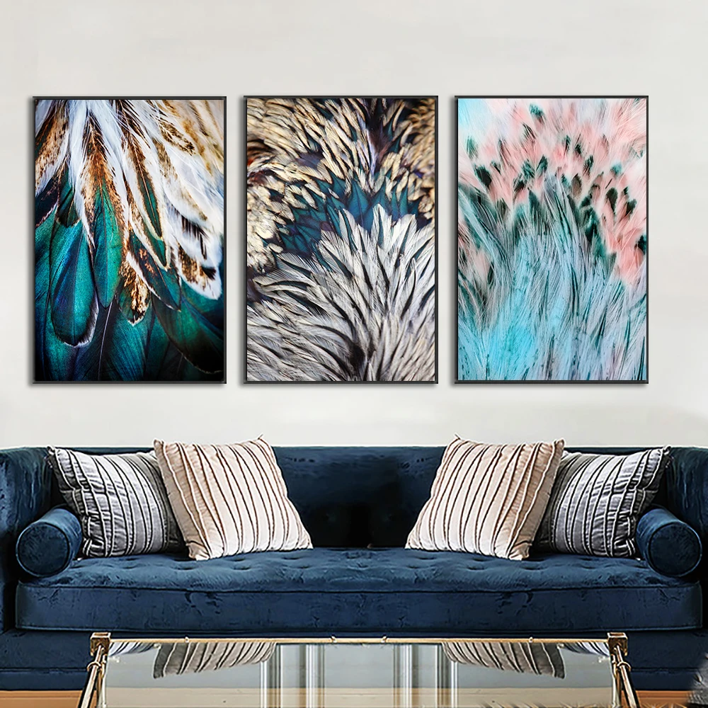 

Feather Aesthetic Wall Art Canvas Interior Paintings Modern Colourful Artwork Nordic Minimalist Poster Pictures Home Decor