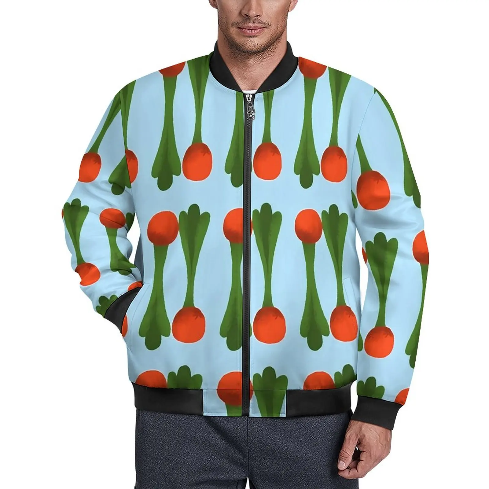 

Radishes Jackets Vegetable Print Waterproof Autumn Coats Male Streetwear Casual Jacket Custom Classic Oversize Windbreak Present