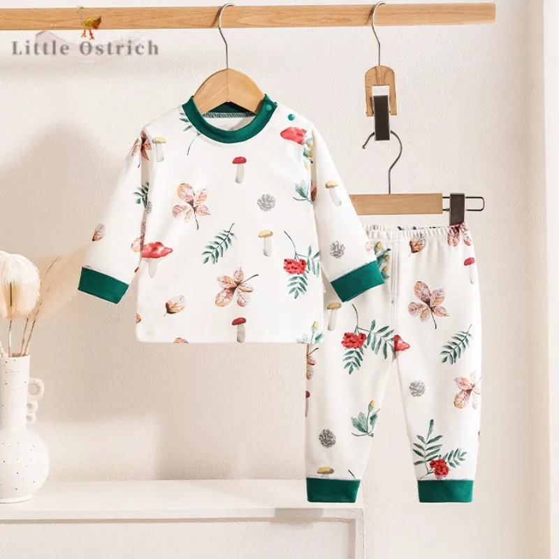 Хлопковый пуловер с принтом лесных грибов для новорожденных девочек и мальчиков