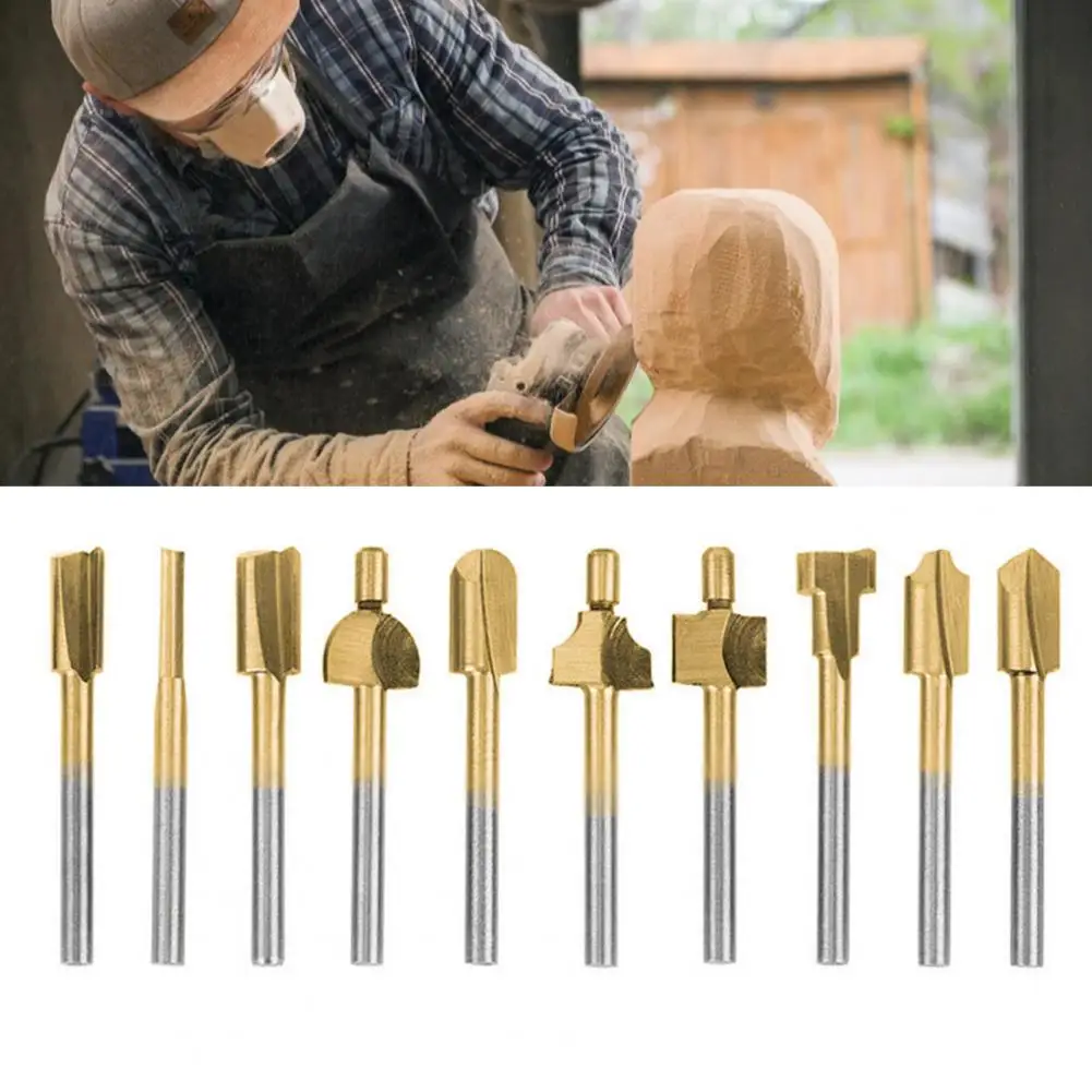 

10Pcs/Set Practical Router Bits Fine Workmanship Engraving Bits Universal HSS Grooved Engraving Drill Bit High Hardness