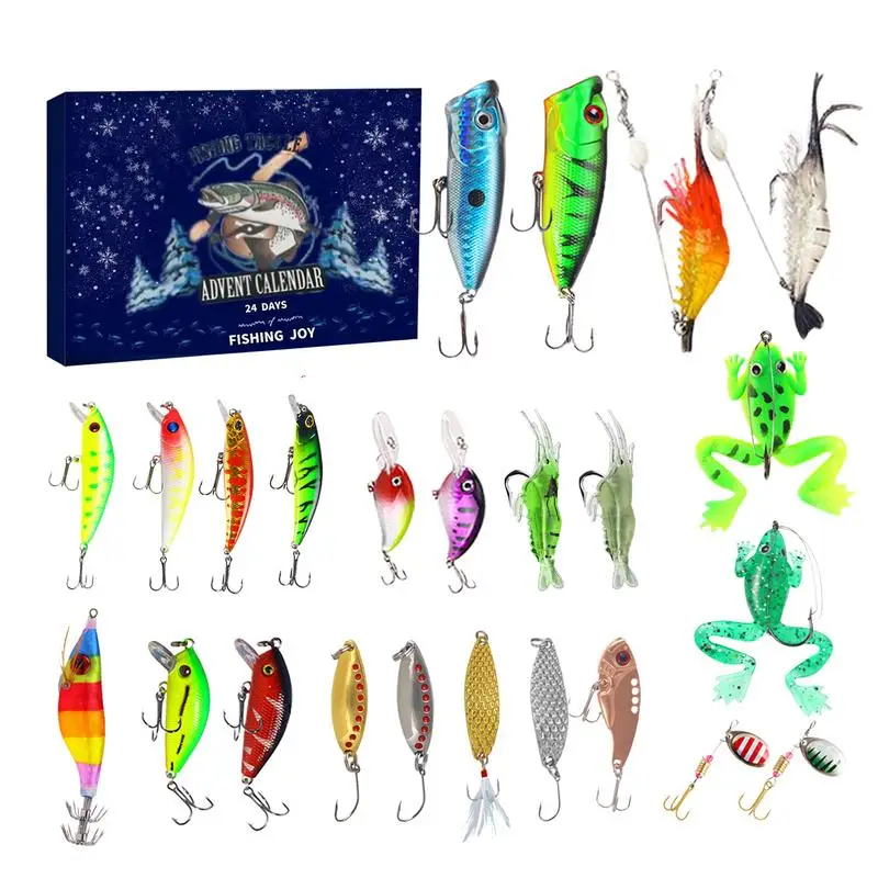

Календарь для рыбалки на Рождество, обратный отсчет 24 дня, набор приманок для рыбалки для Фишера, для взрослых, мужчин, подростков, мальчиков, подарок с сюрпризом на Рождество 2023