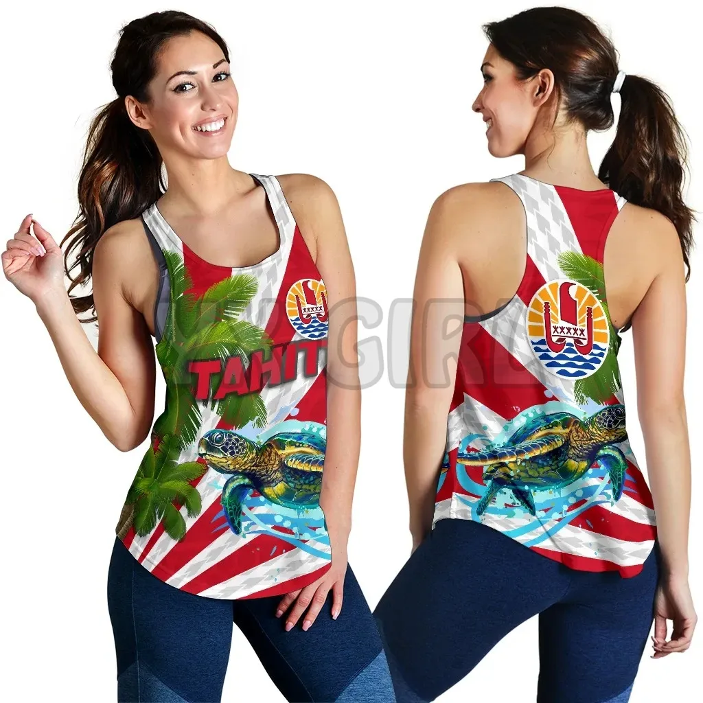

YX GIRL Tahiti Polynesian Racerback Tank Light Ray Version3D Printed Sexy Backless Tops Summer Women Casual Tees Cosplay Clothes