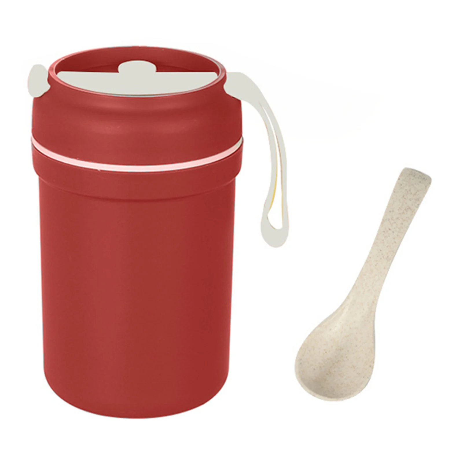 

Double Layer Oatmeal Cup With Lid And Spoon Fashion Portable Plastic Soup Cup