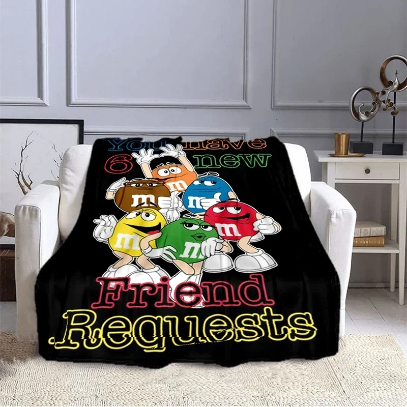 Плюшевое одеяло с принтом фасоли и шоколада модное теплое для пеших прогулок