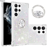 shockproof liquid case for samsung galaxy s22 ultra s21 plus s20 fe a73 a53 a13 a52 a72 a32 a33 quicksand glitter ring cover