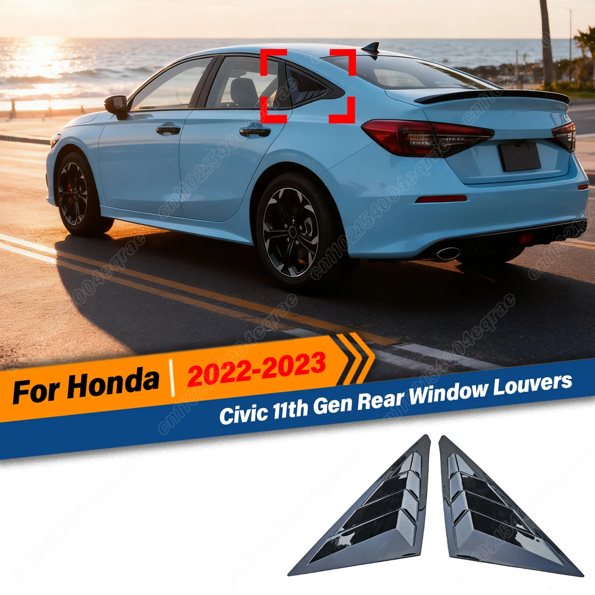 Фото Аксессуары для Honda Civic 11-го поколения 2022 2023, жалюзи на заднее боковое окно, вентиляционное отверстие, жалюзи, комплект кузова, аксессуары №1