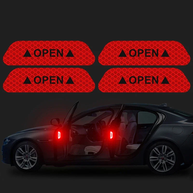 

4 шт., светоотражающая наклейка на дверь автомобиля, предупреждение о открытии, отражающая лента, наклейка, авто, мотоцикл, велосипед, автомобильные аксессуары, экстерьер