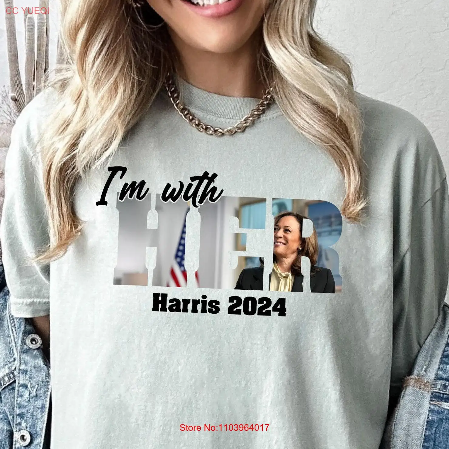 Comfort Colors Harris 2024 T shirt I'm with Her DemocraT Walz Madam PresidenT Election long or short sleeves