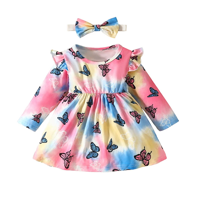 

Autumn Baby Girl Long Sleeve Dress Butterfly Unicorn Casual A-Line Skirt 3-24 Months Baby Girl Clothes