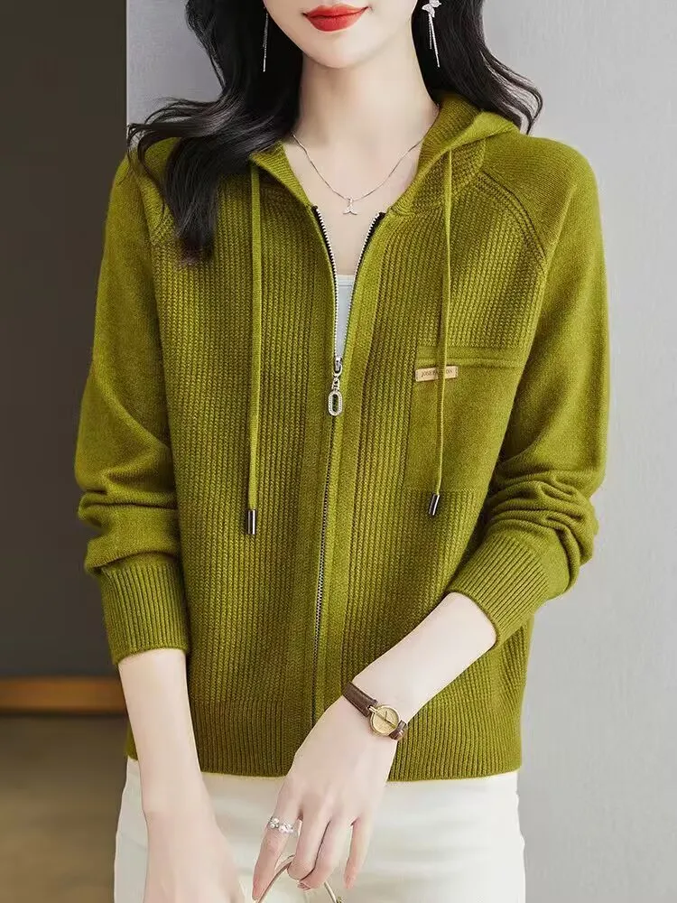 Кардиган на молнии верхняя одежда шерстяной свитер для женщин весна-осень 2023