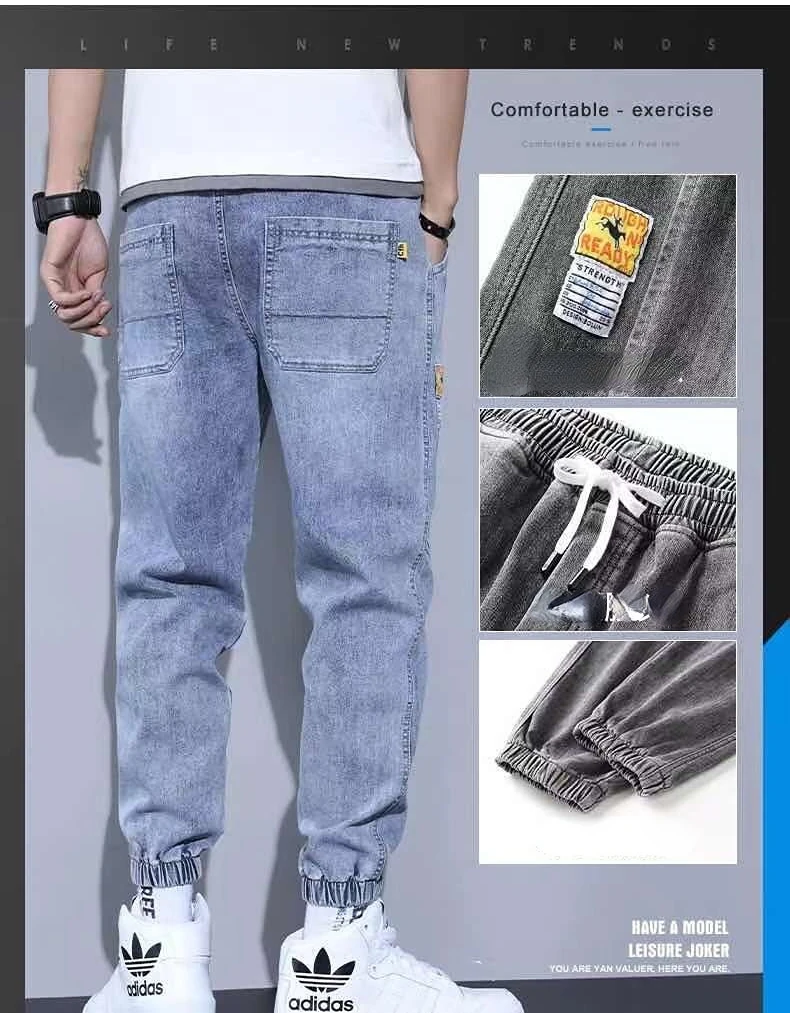 2022 Teenagers Denim Jeans Men's Korean Feet Brand Stretch Men's Trousers Summer Thin Casual Ripped Ankle Length Pants jeans men