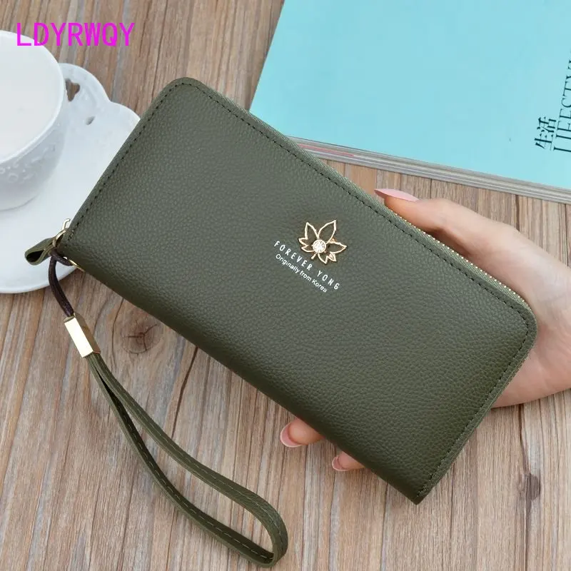 New Women's Wallet Women's Long Fashion 2022 Japan South Korea Zipper Large Capacity Litchi Leaf Women's Handbag