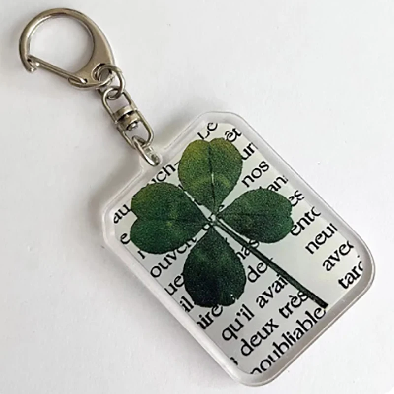 Новый креативный акриловый брелок с четырьмя листами клевера двусторонний кулон