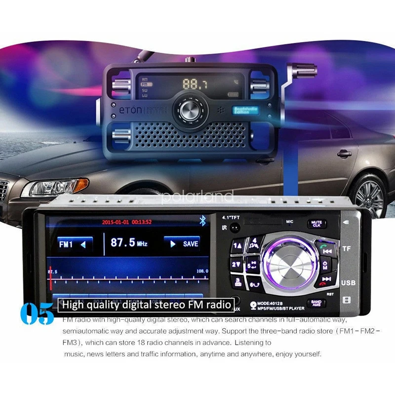 Автомагнитола 1 DIN экран 4 дюйма Bluetooth USB/SD/AUX