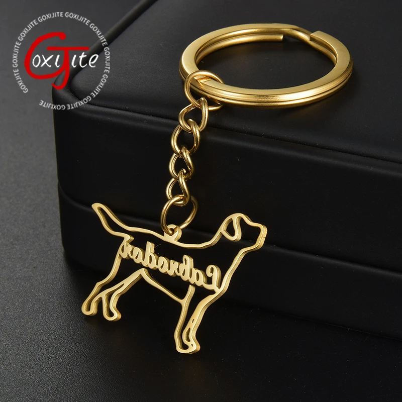 

Goxijite Customized Name Keychain For Women Men Stainless Steel Custom Nameplate Keychains With Pet Dog Pattern Best Tools Gift