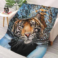 noble 3d print tiger animal pattern flannel blanket bed cover for sofa soft adult warm throw blanket travel throw blanket