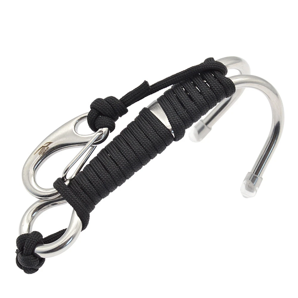 

KEEP DIVING Scuba Diving Double Dual Stainless Steel Reef Drift Hook with Line and Clips Hook for Current Dive Underwater,Black