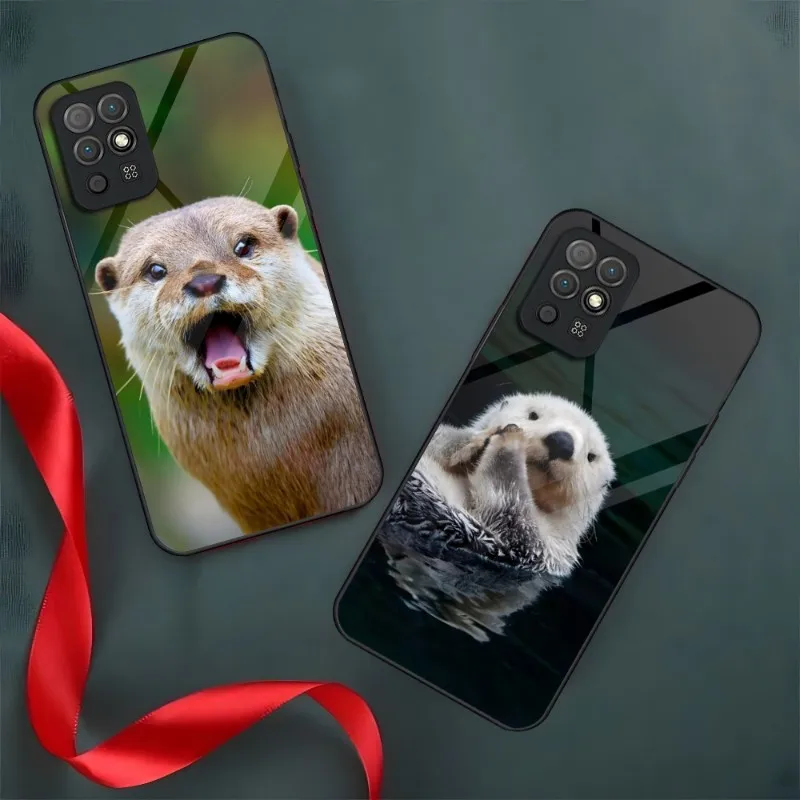 

Animal Otter Phone Case For Huawei P10 P30 P9 P40 P50 P20 Y7 Y6 P Smart Honor 50 70 60 Toughened Glass