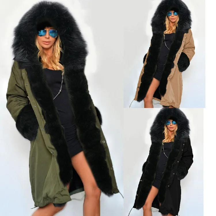 2023 Autumn/Winter New Style Style Overcoming Women's Warm Coat Long Hooded Coat Cotton Coat Windproof Cotton Coat