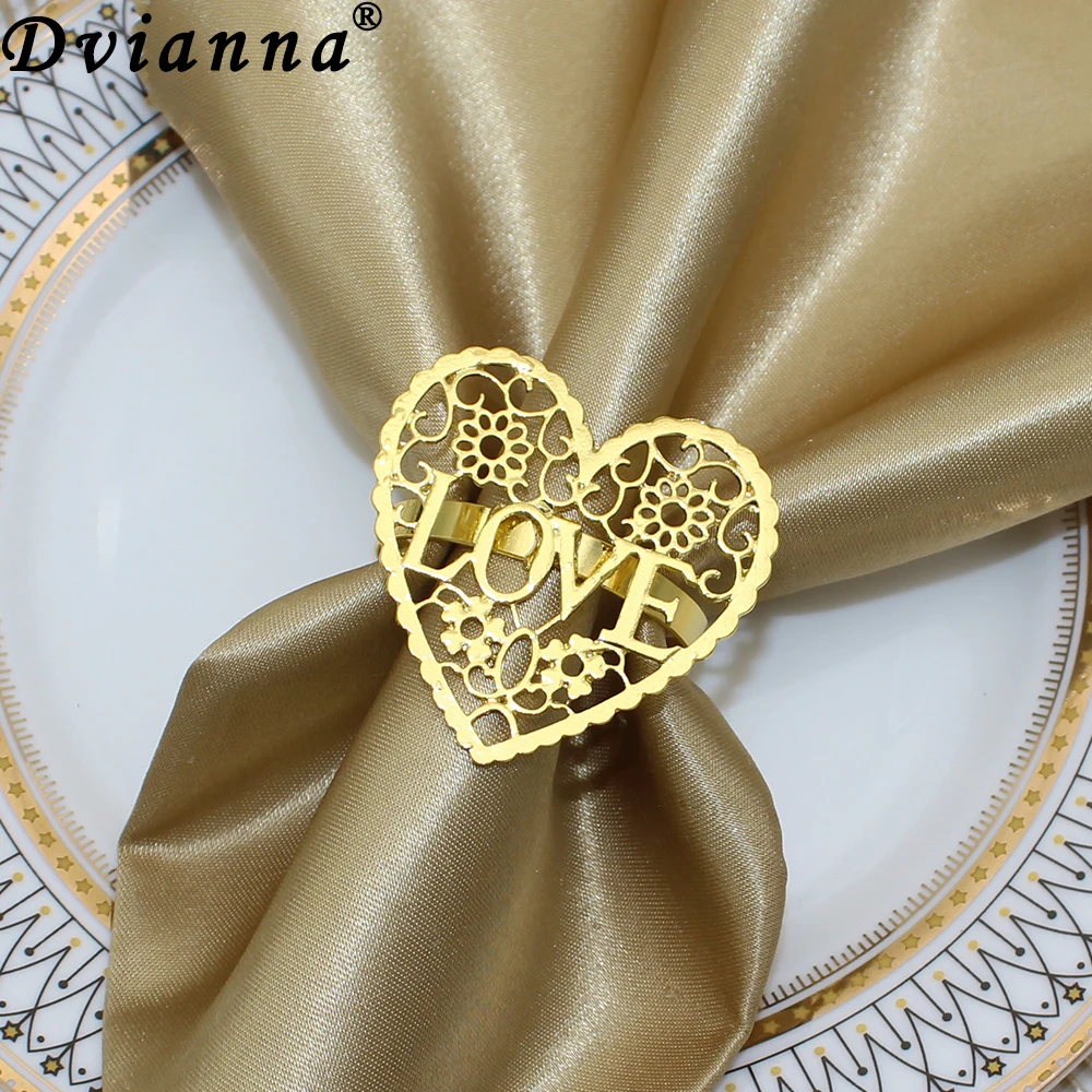 

Dvianna 24Pcs Valentine Napkin Ring Heart Love Napkin Ring for Valentine's Day Thanksgiving Day Wedding Table Decor HWW05