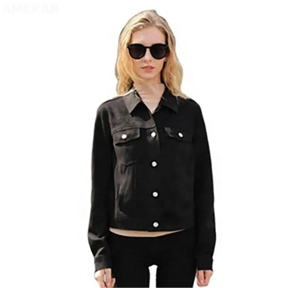 Women Real Suede Fashionable Coat Real Suede Fashion Simple Biker Coat Spring Summer Autumn Pure Color Lapel Classy Jackets Coat