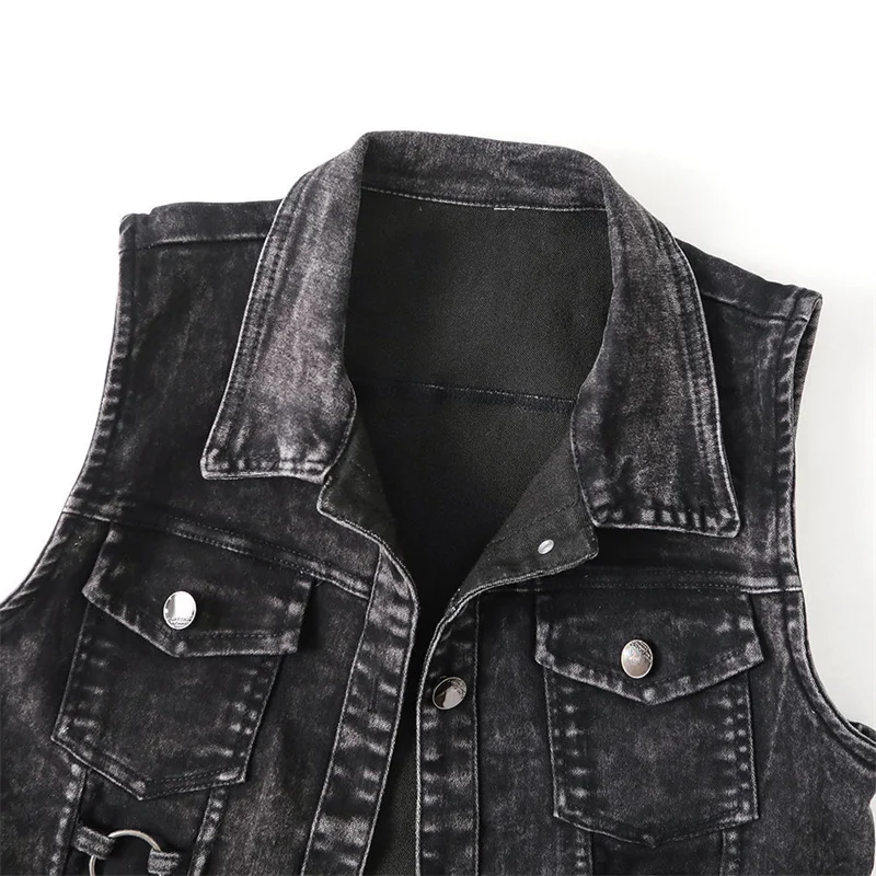 Fashion Denim Vest Female Spring Autumn Sleeveless Wild Tops Short Jacket Women Jean Waistcoat White Black Chaleco Mujer S-5XL images - 6