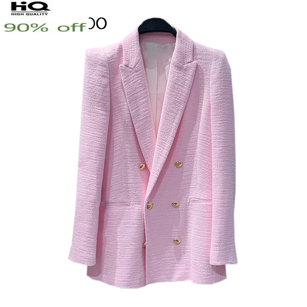 

Tweed Pink Jacket Women one-piece spring / autumn women's coat ladies small fragrant wind jacket