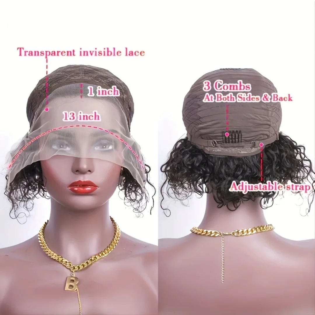 Парик с стрижкой пикси 1B30 Цвет 13x1 фронтальной частью шнурка Весенний локон