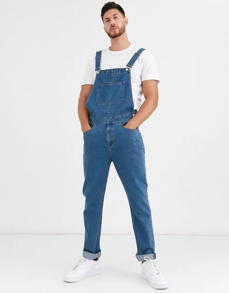 Solid Color Mens Denim Straps Suspenders New Mens Jumpsuit