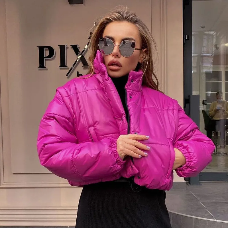 Autumn Winter Cotton-padded Parkas Jacket Women 2022 Oversized Casual Bubble Short Coat Two Wear Long-sleeved Vest Jacket Street