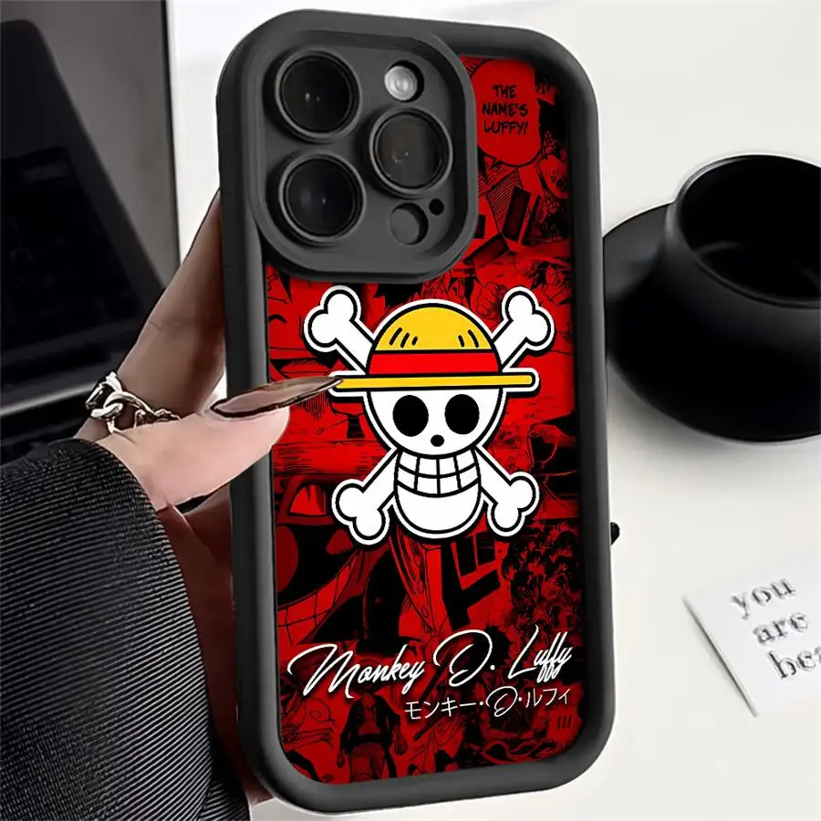 Чехол для телефона iPhone 16 15 Pro Max 13 12 11 14ProMax 16Plus 12Pro Противоударный чехол Funda Capa Anime Lufys