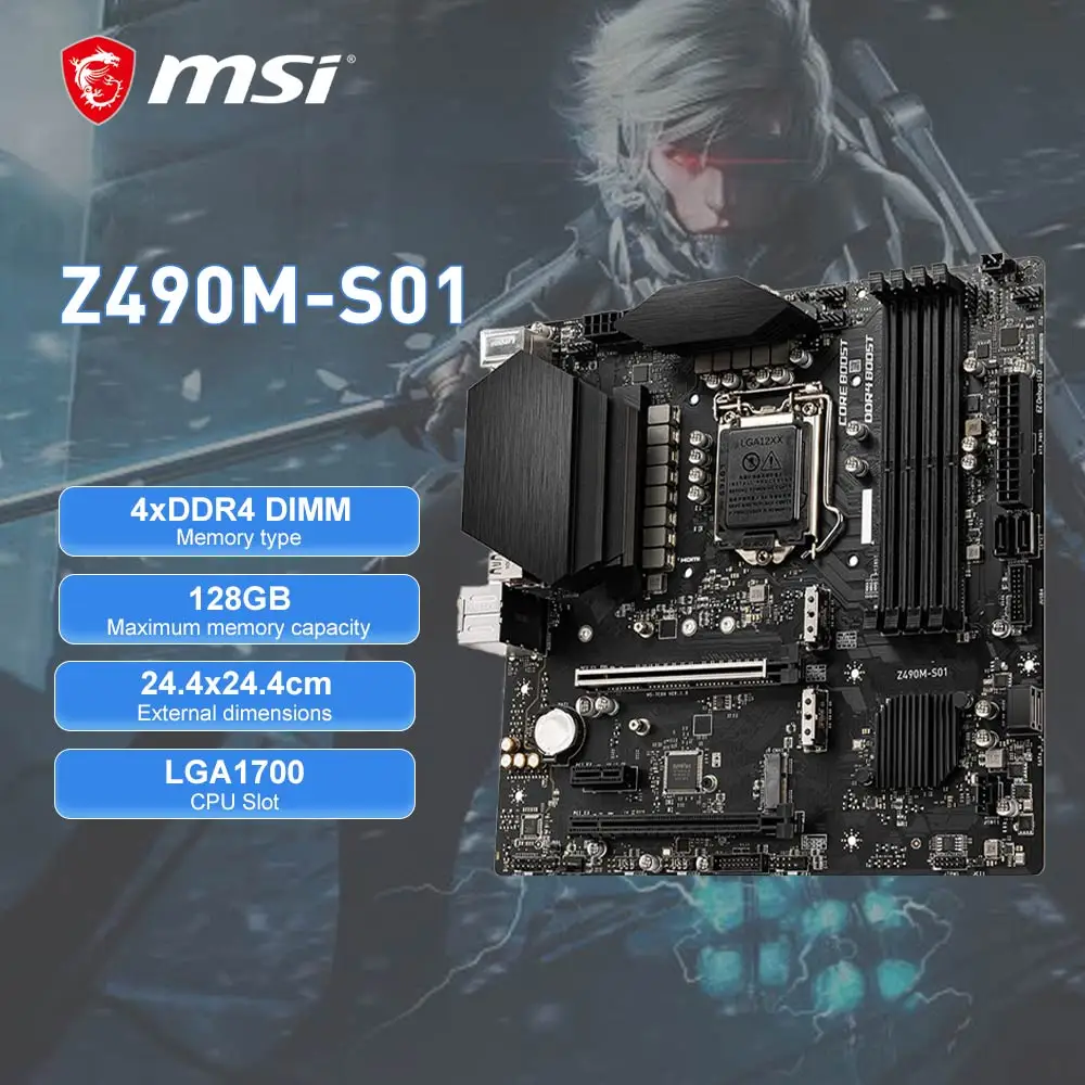 

MSI New Z490M-S01Motherboard Micro-ATX DDR4 128GB Support 11th/10th Gen Intel Z490M CPU 2×M.2 PCI-E 3.0 HDMI USB 3.2 placa mãe