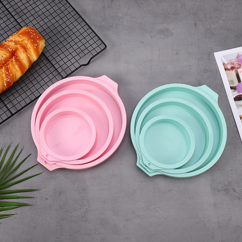 4/6/8 дюйма круглая силиконовая форма для торта с розовым и зеленым слоем мусса