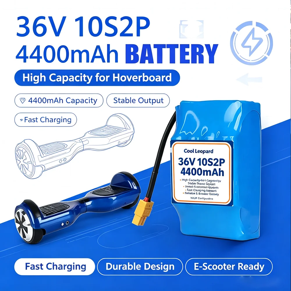 Фото НОВЫЕ Оригинальные литиевые аккумуляторные блоки 36В 10S2P 4400мАч-12000мАч с увеличенным запасом хода для самобалансирующегося скутера, гироскутера, уницикла, комплекта №1
