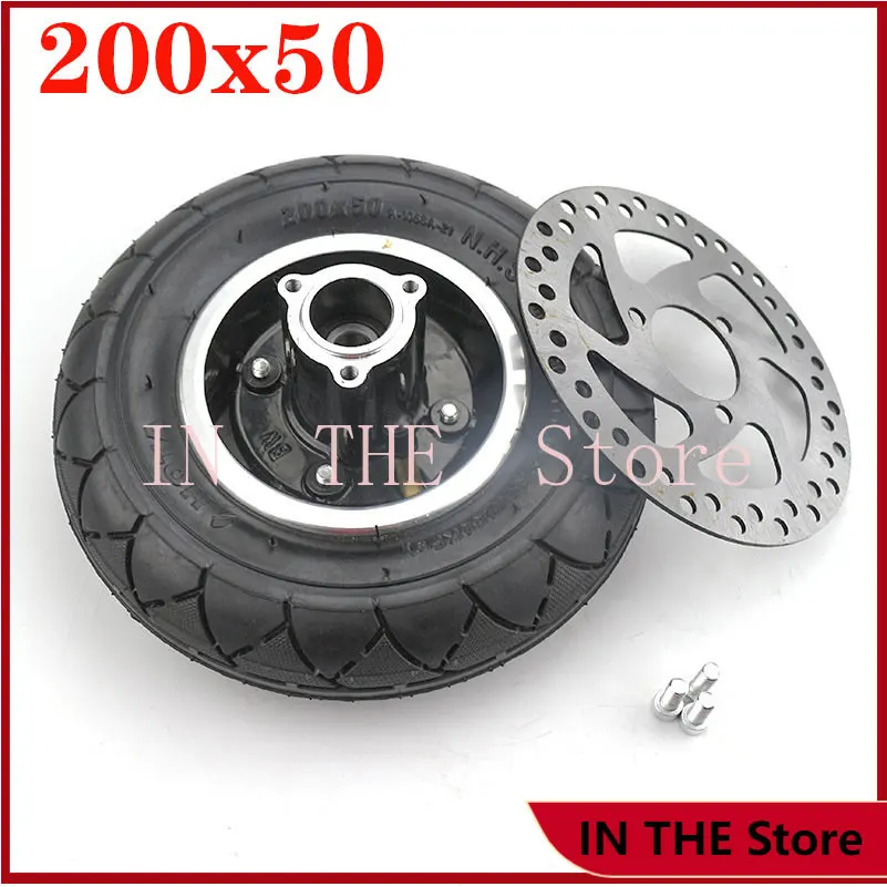 

200x50 Scooter Tyre With Wheel Hub and Brake disc 8"Scooter Tyre Inflation Electric Vehicle Aluminium Alloy Wheel Pneumatic Tire