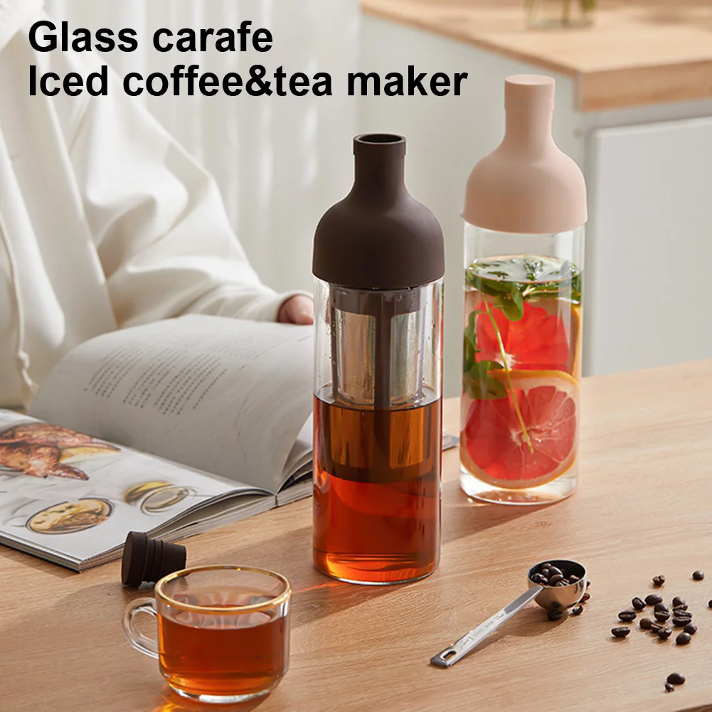 

1000Ml Cold Brew Iced Coffee Espresso Maker Coffee Pot Silicone Coffee Kettle Espresso Ice Drip Maker Glass Pots Pink/brown