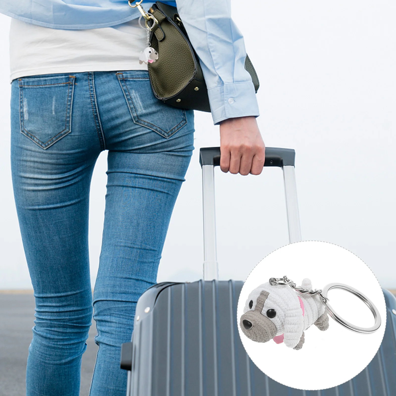 

Mini Purse Dog Keychain Decorative Pendants Hanging Rings Cartoon Keychains White Portable Child