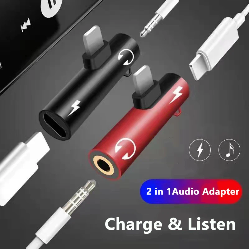 

2 in 1 Audio Charge Adapter for iPhone 14 13 12 11Pro X Max Charging Cable 8pin to 3.5mm Aux Headphone Audio Splitter Converter