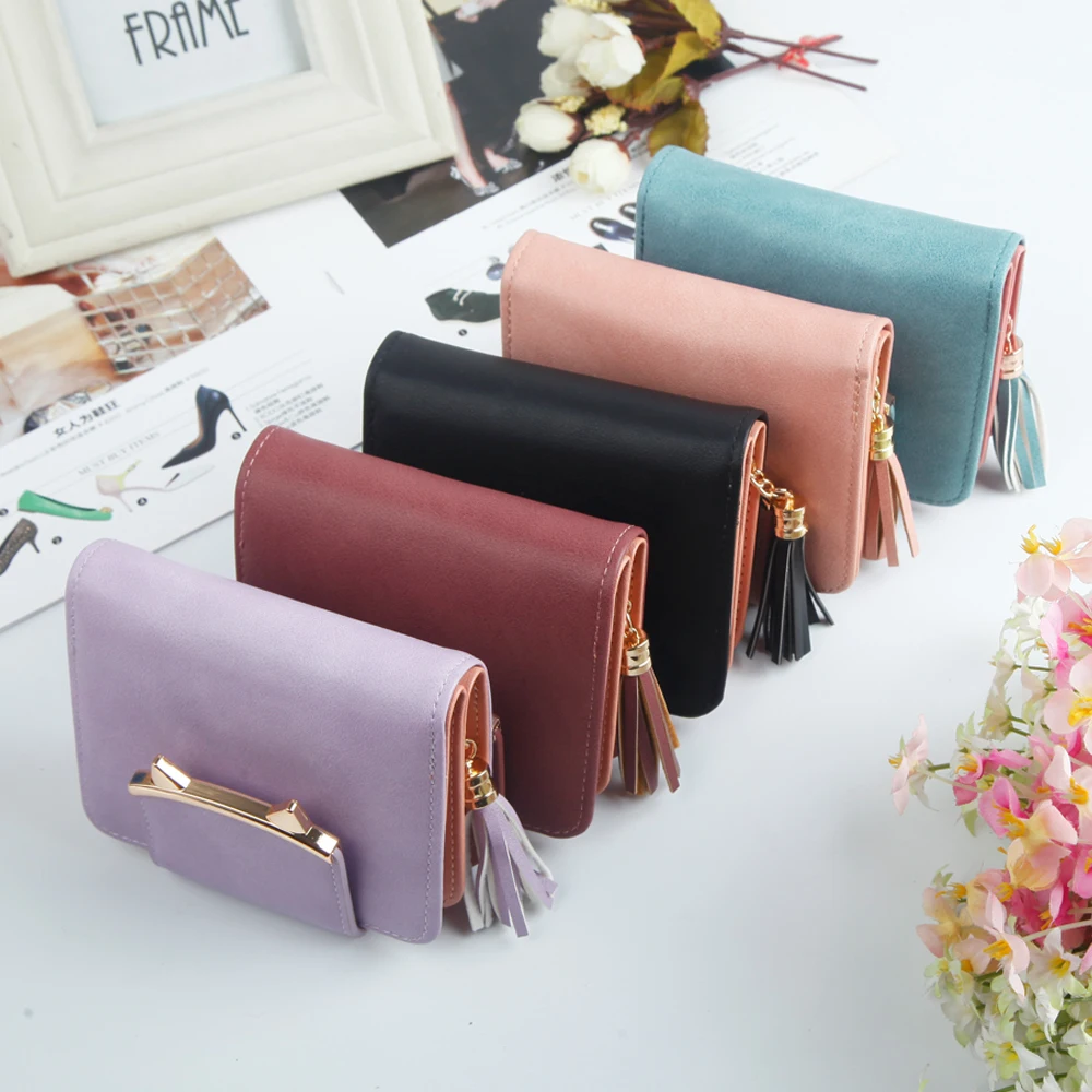 2022 симпатичный кожаный винтажный женский кошелек с кисточками и кошачьими