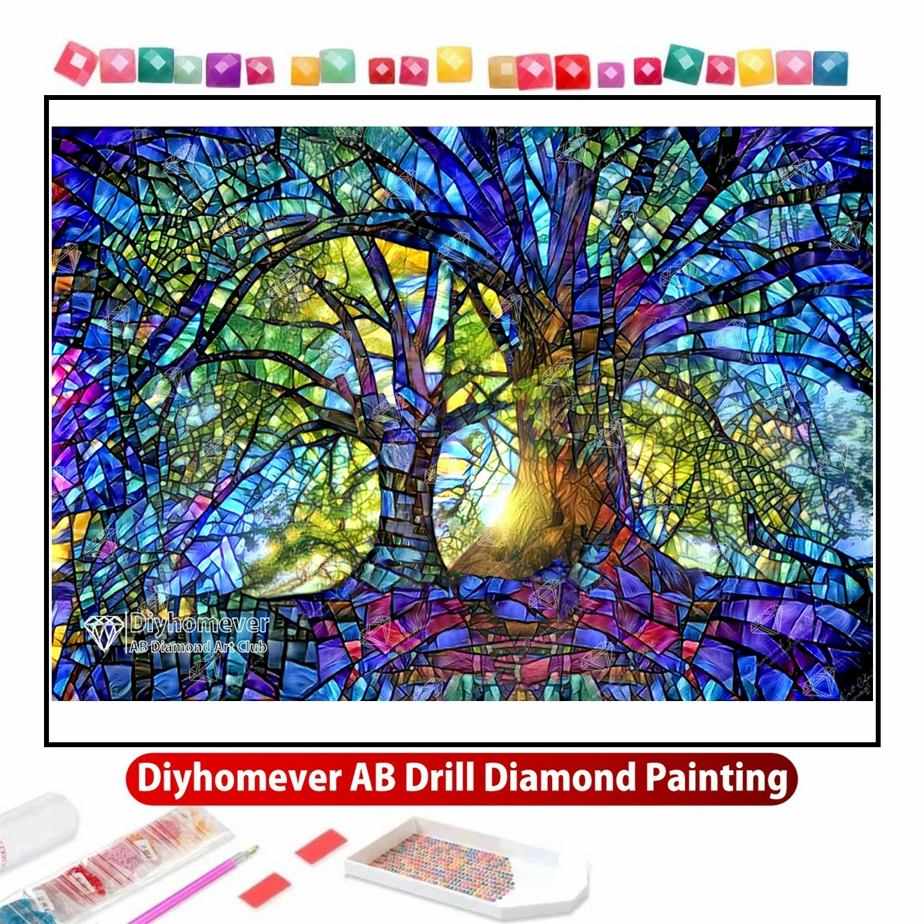 

Stained Glass Trees 5D DIY AB Diamond Painting Embroidery Cross Stitch Mosaic Handicraft Home Decor 2023 New Collection