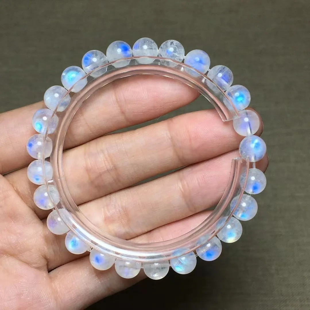 

7mm Natural Blue Light Moonstone Crystal Bracelet For Women Lady Men Love Gift Beauty Beads Reiki Stone Strands Jewelry AAAAA