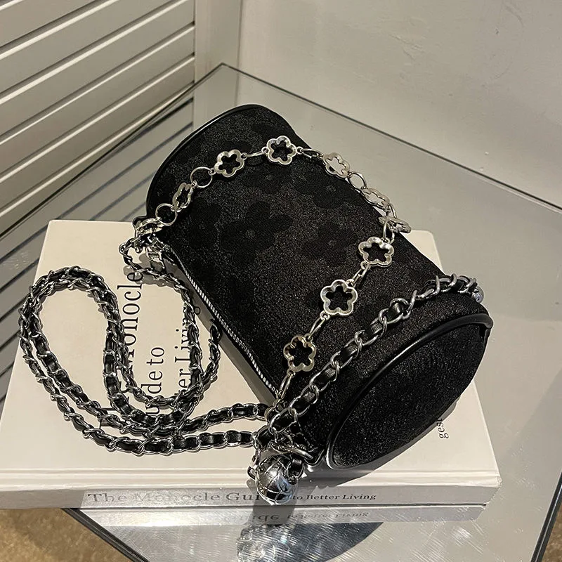

2022 Fashion Women Shoulder Top-Handle Bag Summer Messenger Purse Chain Round Exquisite Shopping Bag Printing Flower Bag