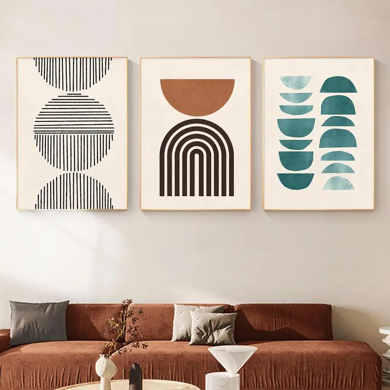Минималистичный постер в скандинавском стиле, раскрашенный цвет, Геометрическая Печать на холсте, абстрактное украшение для спальни, настенное искусство, картина для дома